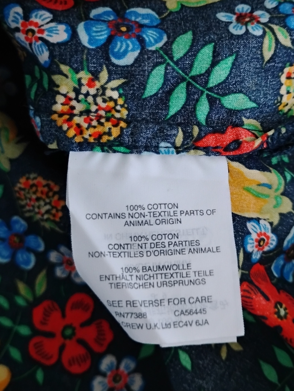 J. Crew Liberty Art Fabric Edenham Ruffle Blouse Navy Blue Floral Colorful Sz 4 - Picture 15 of 15